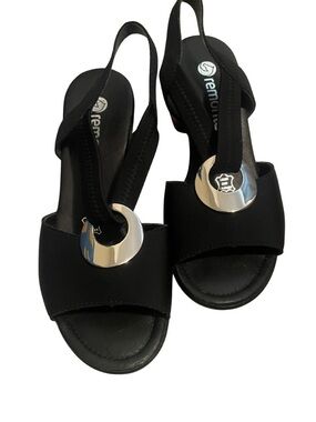 EUC Remonte Heeled Sandals with Silver Ring Accent